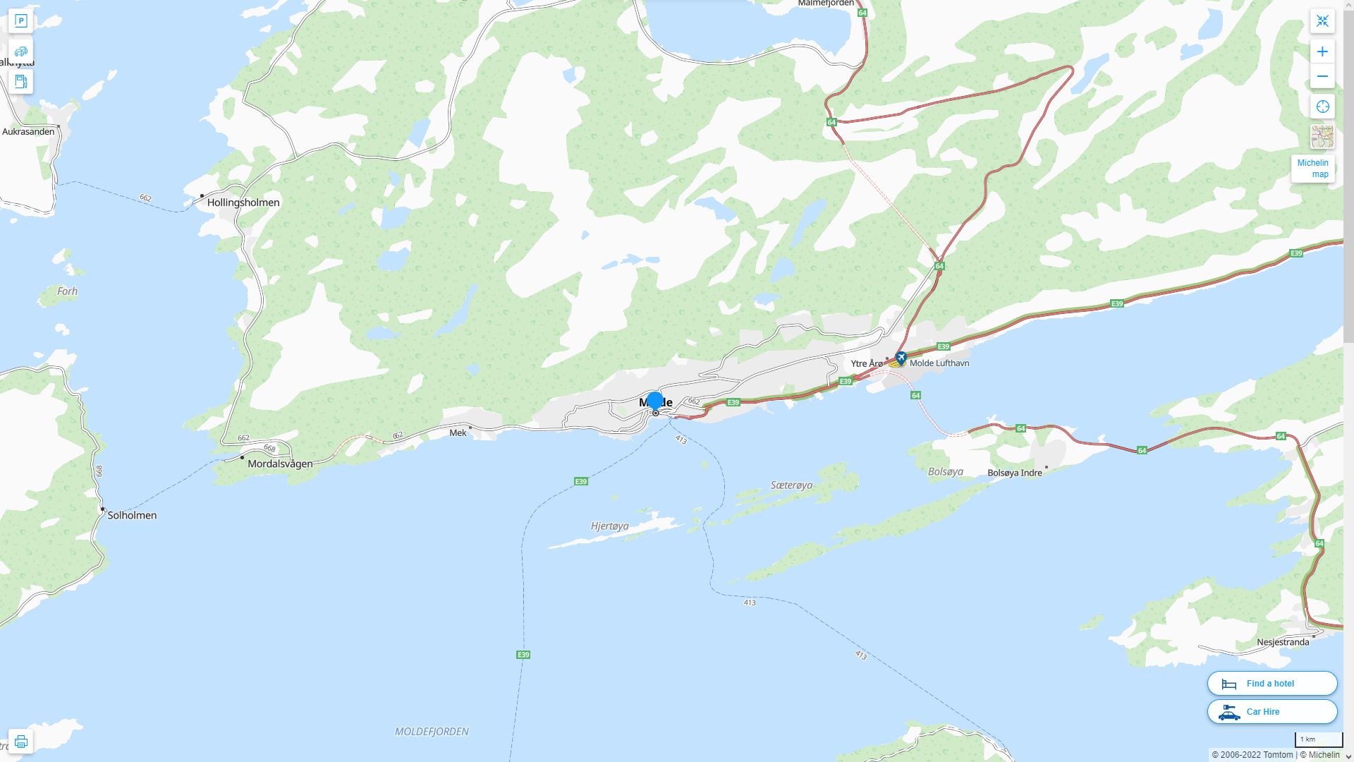 Molde Norvege Autoroute et carte routiere